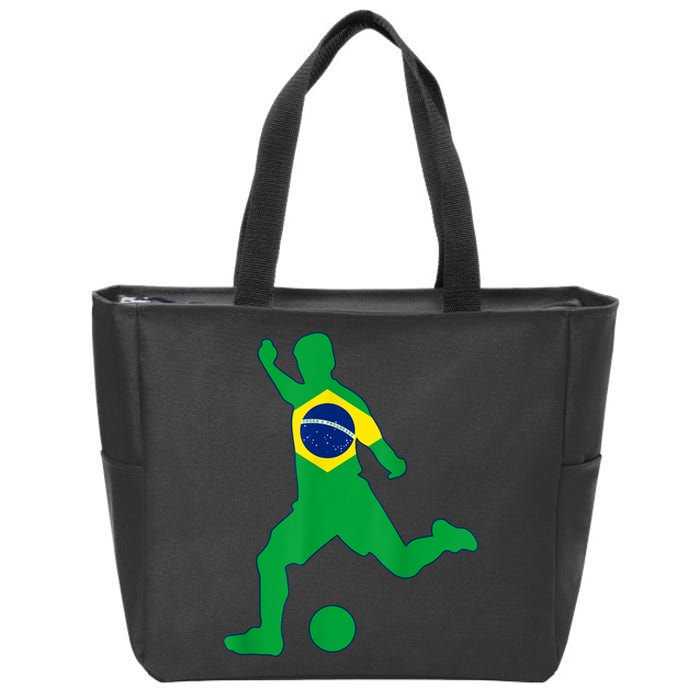 Brazil Flag Soccer Player Brasil Futbol Brazilian Football Zip Tote Bag