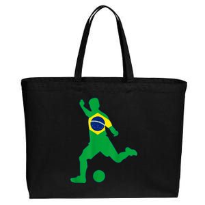 Brazil Flag Soccer Player Brasil Futbol Brazilian Football Cotton Canvas Jumbo Tote