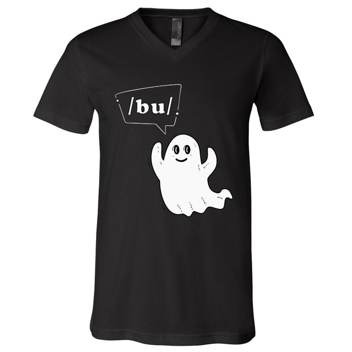 Boo Funny Slpa Halloween Slp Speech Therapy Ipa Pathology V-Neck T-Shirt