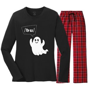 Boo Funny Slpa Halloween Slp Speech Therapy Ipa Pathology Women's Long Sleeve Flannel Pajama Set 