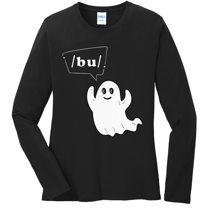 Boo Funny Slpa Halloween Slp Speech Therapy Ipa Pathology Ladies Long Sleeve Shirt