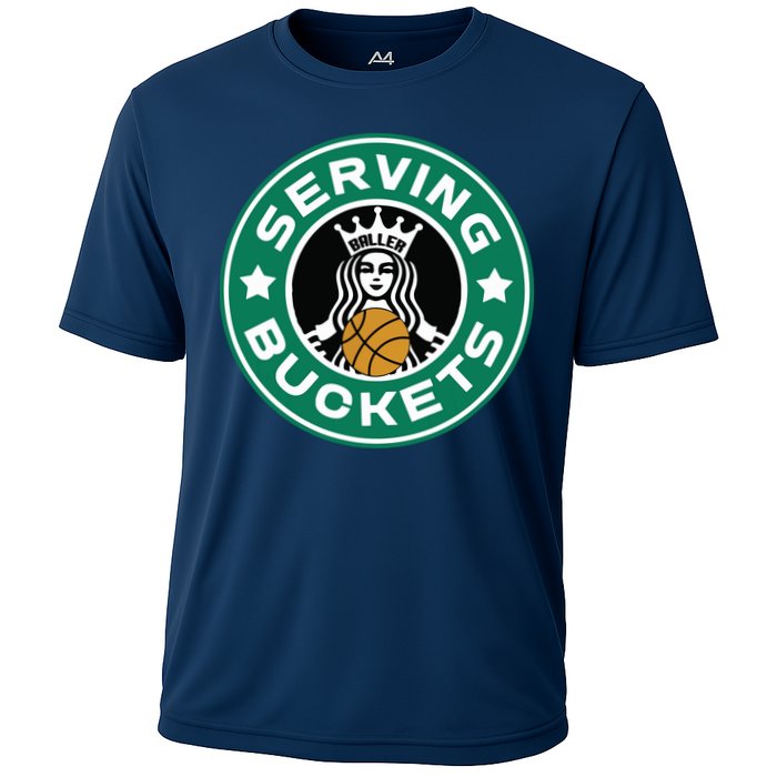 Basketball Funny Serving Buckets Great Cooling Performance Crew T-Shirt