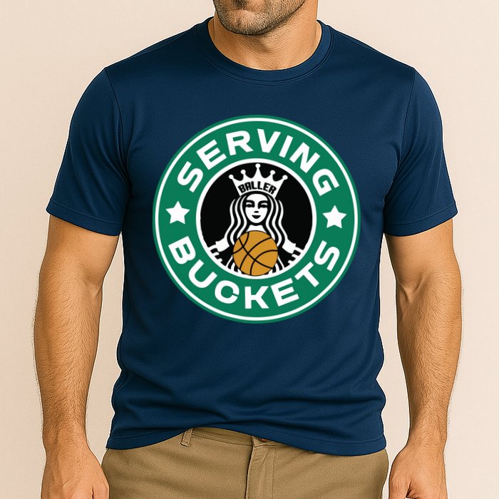 Basketball Funny Serving Buckets Great Cooling Performance Crew T-Shirt