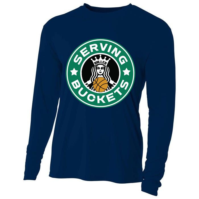 Basketball Funny Serving Buckets Great Cooling Performance Long Sleeve Crew
