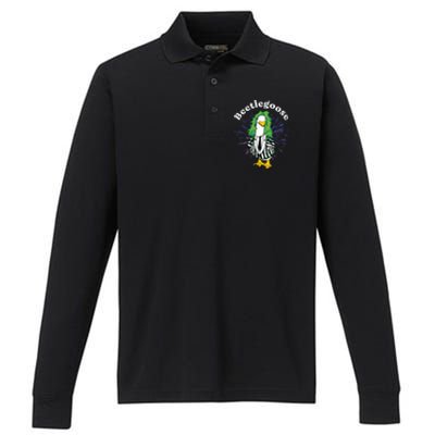 Beetlegoose Funny Silly Goose Spooky Performance Long Sleeve Polo