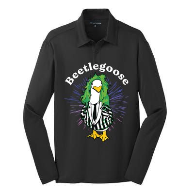 Beetlegoose Funny Silly Goose Spooky Silk Touch Performance Long Sleeve Polo