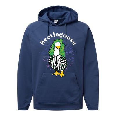 Beetlegoose Funny Silly Goose Spooky Performance Fleece Hoodie