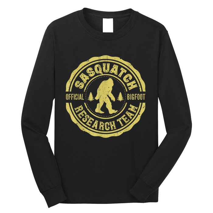 Bigfoot Finding Sasquatch Research Team Men Retro Vintage Long Sleeve Shirt