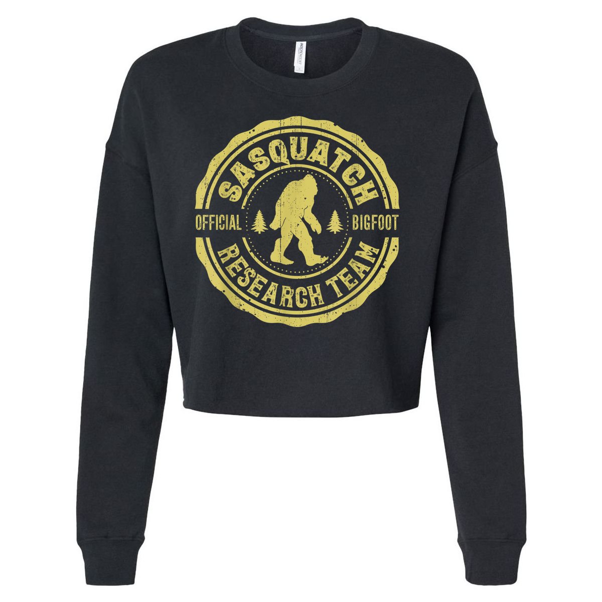 Bigfoot Finding Sasquatch Research Team Men Retro Vintage Cropped Pullover Crew