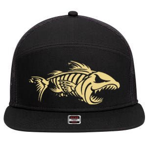 Bone Fish Skeleton 7 Panel Mesh Trucker Snapback Hat