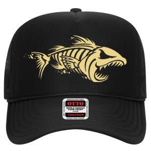 Bone Fish Skeleton High Crown Mesh Back Trucker Hat