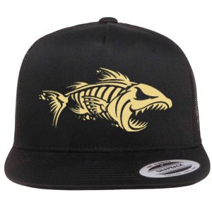 Bone Fish Skeleton Flat Bill Trucker Hat