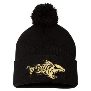 Bone Fish Skeleton Pom Pom 12in Knit Beanie