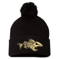 Bone Fish Skeleton Pom Pom 12in Knit Beanie