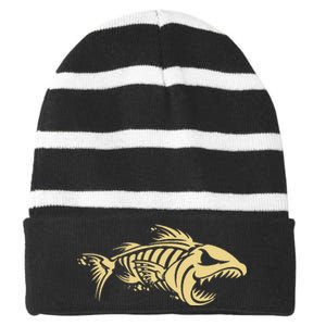 Bone Fish Skeleton Striped Beanie with Solid Band