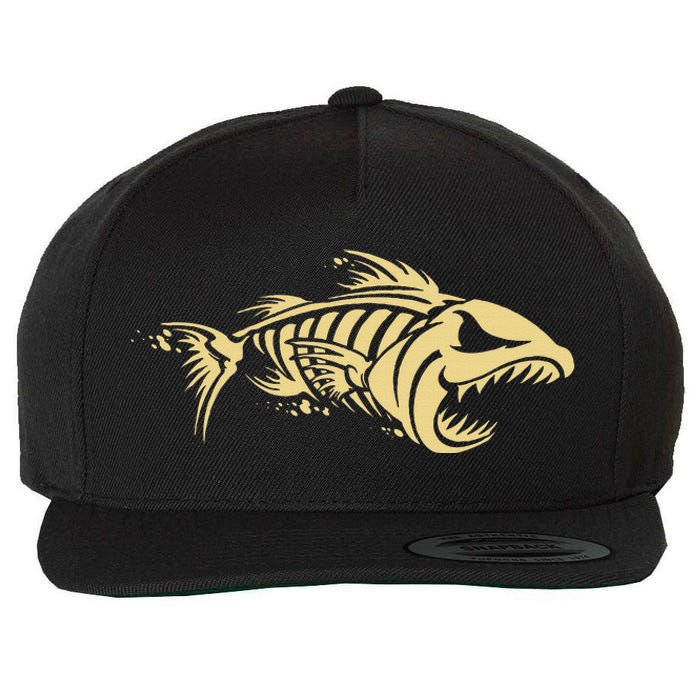 Bone Fish Skeleton Wool Snapback Cap