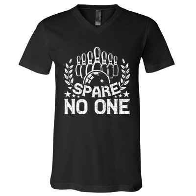 Bowling Funny Spare No One Graphic For Bowlers Gift V-Neck T-Shirt