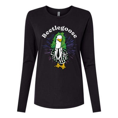 Beetlegoose Funny Silly Goose Spooky Design Womens Cotton Relaxed Long Sleeve T-Shirt