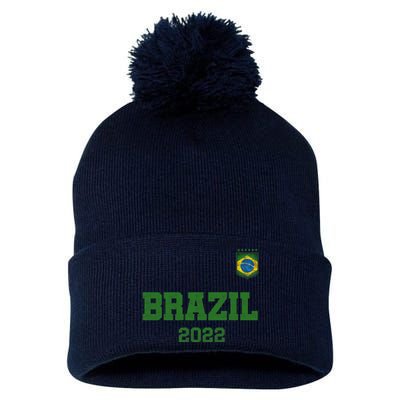 Brazil Flag Soccer Player Jersey Support Brazil Pom Pom 12in Knit Beanie