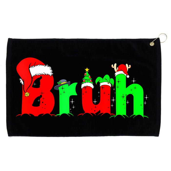 Bruh Funny Saying Bro Christmas Pajamas Xmas Grommeted Golf Towel