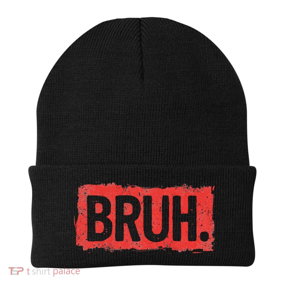 Bruh Funny Saying Meme Bro Boy Slang Knit Cap Winter Beanie