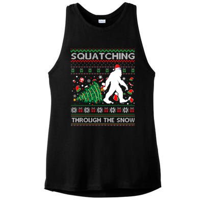 Big Foot Squatching Through The Snow Sasquatches Christmas Gift Ladies PosiCharge Tri-Blend Wicking Tank