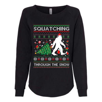 Big Foot Squatching Through The Snow Sasquatches Christmas Gift Womens California Wash Sweatshirt