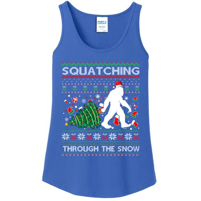 Big Foot Squatching Through The Snow Sasquatches Christmas Gift Ladies Essential Tank