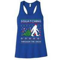 Big Foot Squatching Through The Snow Sasquatches Christmas Gift Women's Racerback Tank