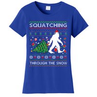 Big Foot Squatching Through The Snow Sasquatches Christmas Gift Women's T-Shirt