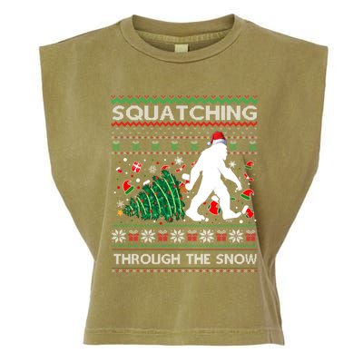 Big Foot Squatching Through The Snow Sasquatches Christmas Gift Garment-Dyed Women's Muscle Tee