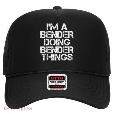 Bender Funny Surname Family Tree Birthday Reunion Gift Idea High Crown Mesh Back Trucker Hat