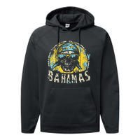 Bahamas Flag Skull Skeleton Vintage Country Cruise Family Performance Fleece Hoodie