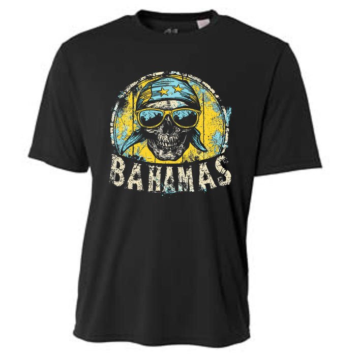 Bahamas Flag Skull Skeleton Vintage Country Cruise Family Cooling Performance Crew T-Shirt