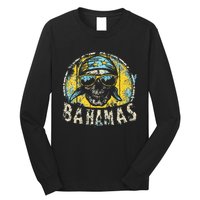 Bahamas Flag Skull Skeleton Vintage Country Cruise Family Long Sleeve Shirt