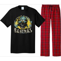 Bahamas Flag Skull Skeleton Vintage Country Cruise Family Pajama Set