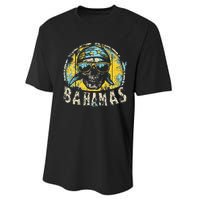 Bahamas Flag Skull Skeleton Vintage Country Cruise Family Performance Sprint T-Shirt