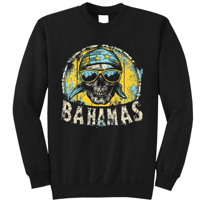 Bahamas Flag Skull Skeleton Vintage Country Cruise Family Tall Sweatshirt