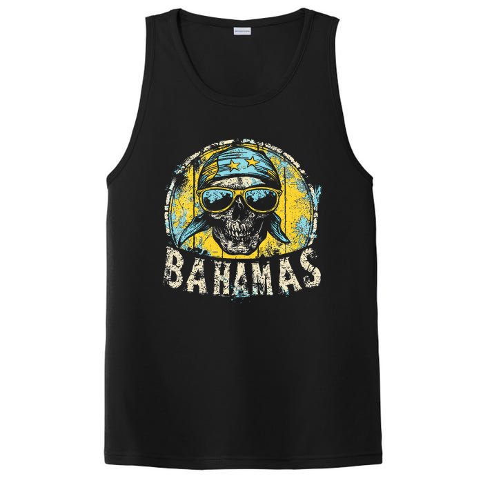 Bahamas Flag Skull Skeleton Vintage Country Cruise Family PosiCharge Competitor Tank