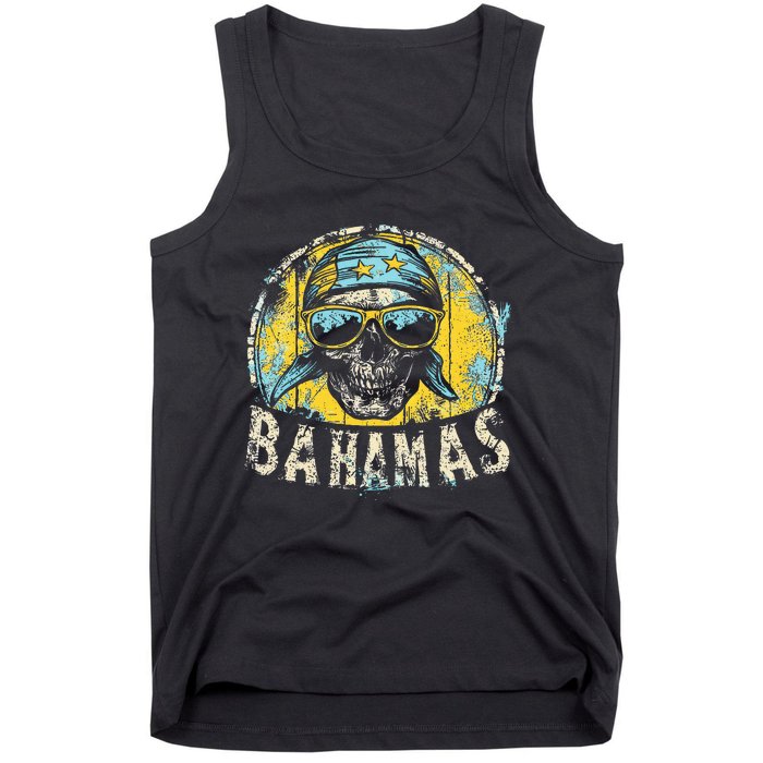 Bahamas Flag Skull Skeleton Vintage Country Cruise Family Tank Top