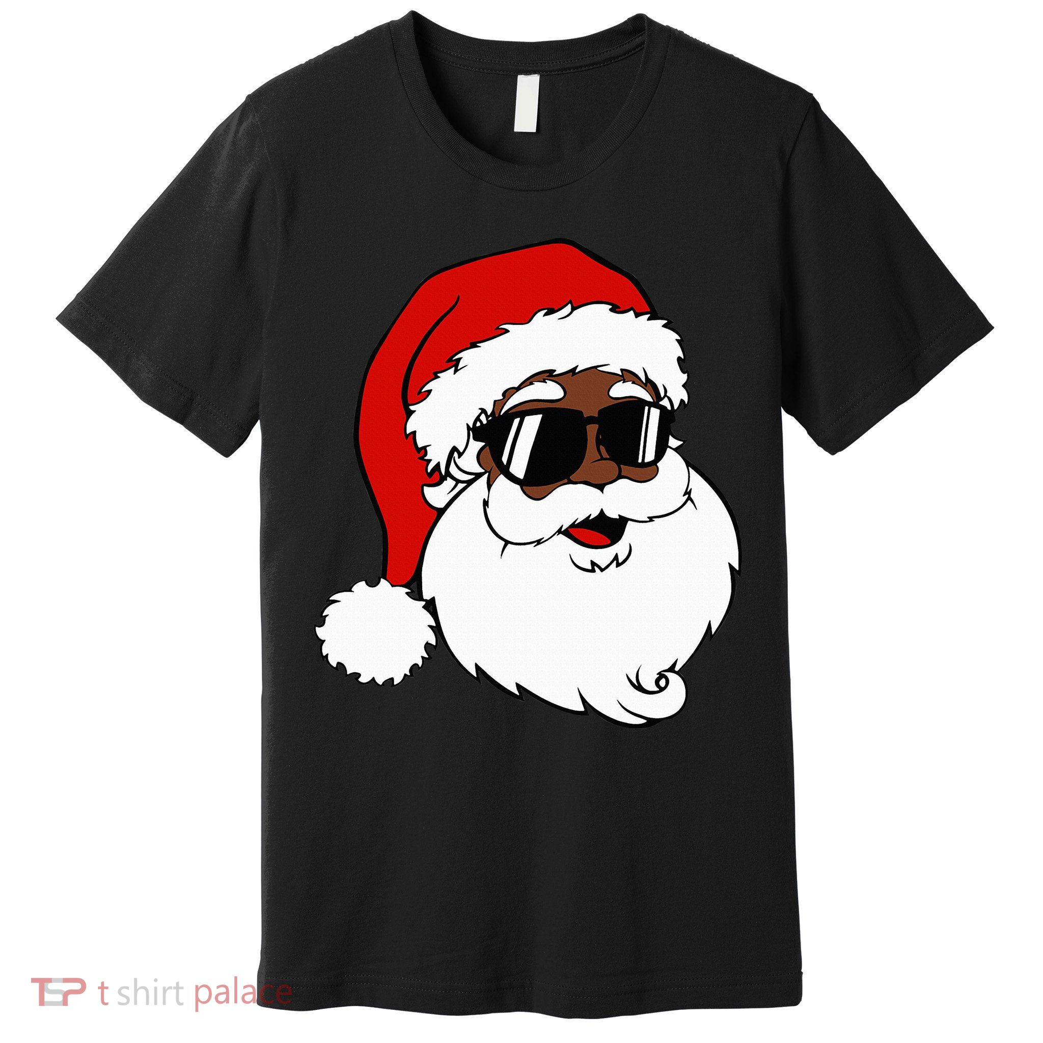 Black Funny Santa Claus Sunglasses Christmas Xmas Premium T-Shirt