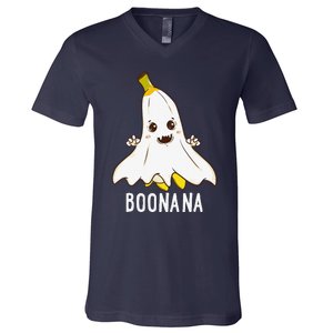 Boonana Funny Spooky Banana Ghost Food Halloween Costume V-Neck T-Shirt