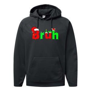 Bruh Funny Saying Bro Christmas Pajamas Xmas Performance Fleece Hoodie