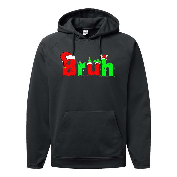 Bruh Funny Saying Bro Christmas Pajamas Xmas Performance Fleece Hoodie