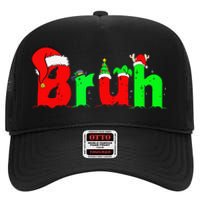 Bruh Funny Saying Bro Christmas Pajamas Xmas High Crown Mesh Back Trucker Hat