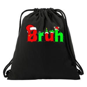 Bruh Funny Saying Bro Christmas Pajamas Xmas Drawstring Bag