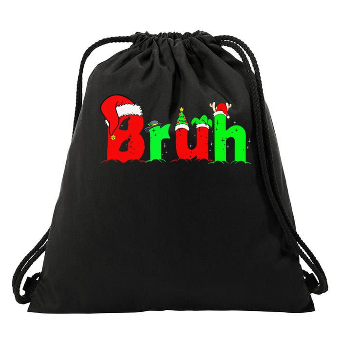 Bruh Funny Saying Bro Christmas Pajamas Xmas Drawstring Bag