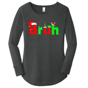 Bruh Funny Saying Bro Christmas Pajamas Xmas Women's Perfect Tri Tunic Long Sleeve Shirt