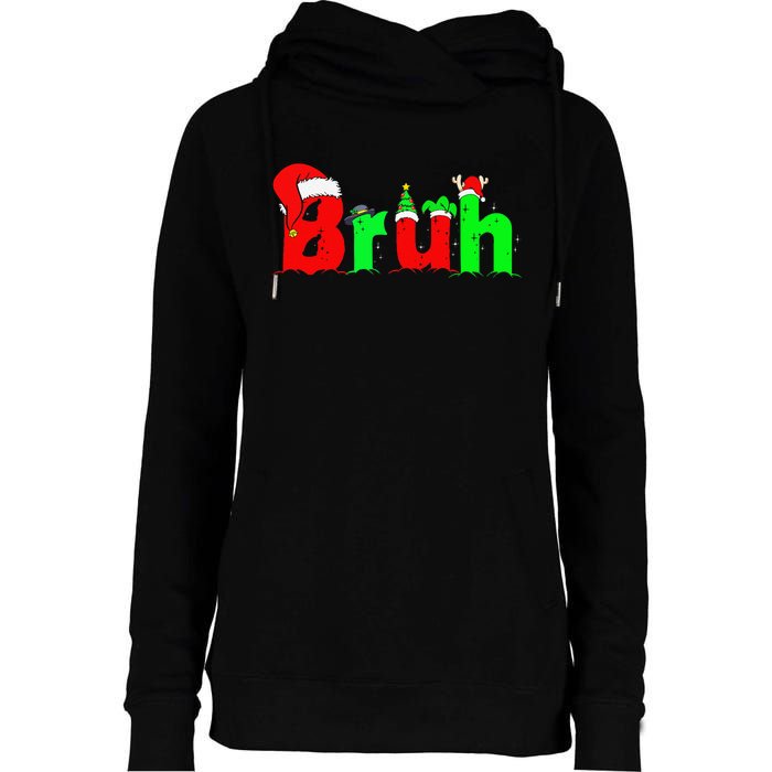 Bruh Funny Saying Bro Christmas Pajamas Xmas Womens Funnel Neck Pullover Hood