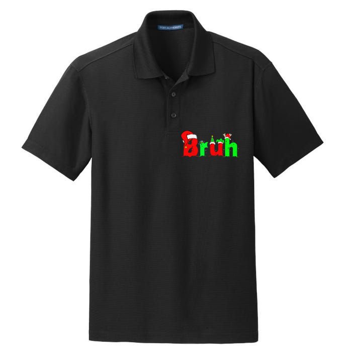 Bruh Funny Saying Bro Christmas Pajamas Xmas Dry Zone Grid Polo